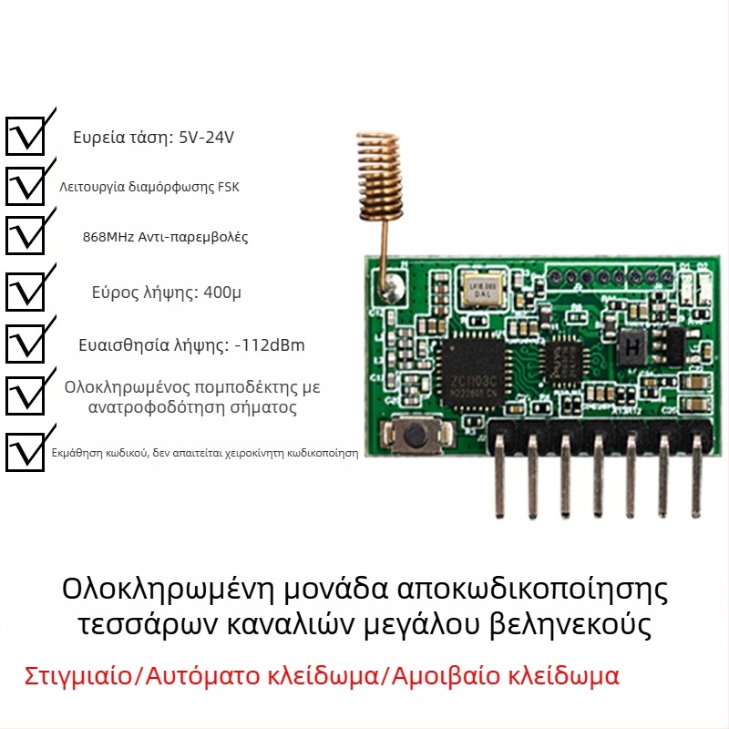 Δέκτης-πομπού με ενσωματωμένο τηλεχειριστήριο για συστήματα ασφαλείας, 868 MHz