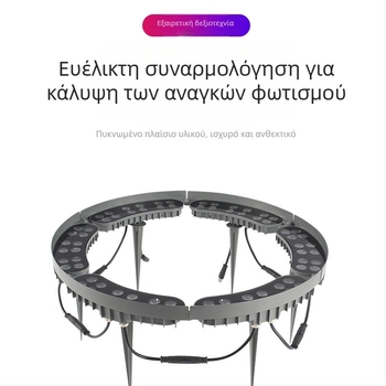 Εξωτερική LED λάμπα δέντρου, αδιάβροχος προβολέ κήπου και τοπίου, γειωμένο φωτιστικό με πολύχρωμο δαχτυλίδι