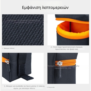 Θήκη αποθήκευσης φακού Canon, ανθεκτική στους κραδασμούς και παχύτερη, συμπαγές μέγεθος 9.5×9.5×10.5 cm, Oxford ύφασμα