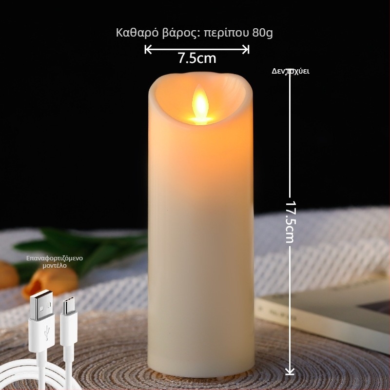 USB-φορτιζόμενο LED ηλεκτρονικό κερί με τηλεχειριστήριο για γάμους, εστιατόρια και εκδηλώσεις
