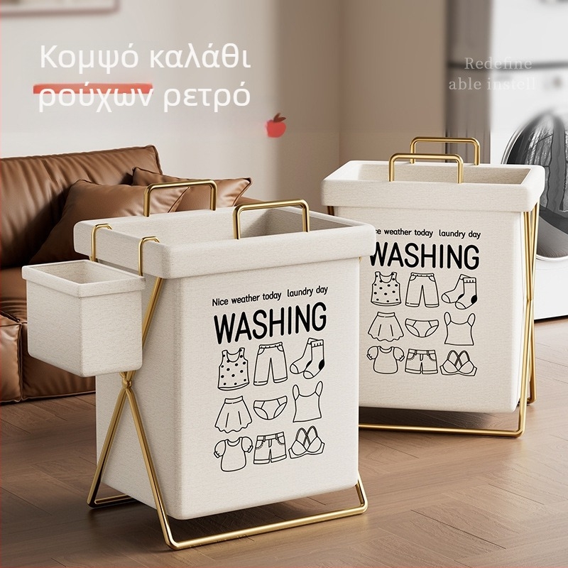 Πτυσσόμενο καλάθι για βρώμικα ρούχα με καπάκι, οικιακή αποθήκευση – κατάλληλο για δωμάτιο φοιτητών και μπάνιο