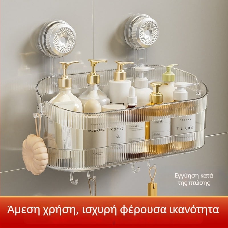Ισχυρό ράφι τοίχου με αναρρόφηση για μπάνιο, τουαλέτα και καλλυντικά, χωρίς διάτρηση