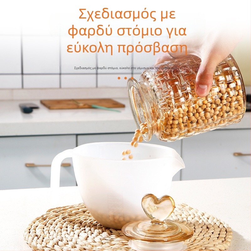 Γυάλινο δοχείο αποθήκευσης σε σχήμα καρδιάς με σφραγιζόμενο καπάκι, για σνακ, καραμέλες, δημητριακά και φύλλα τσαγιού