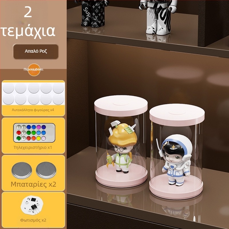 Stackable blind-box αποθήκευση και έκθεση με φωτισμό — διαφανής, προστατευμένος από σκόνη εκθεσιακό ράφι για συλλεκτικές φιγούρες