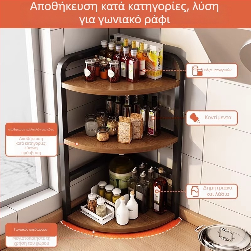 Πολυεπίπενο ράφι κουζίνας για τον πάγκο με γωνιακό τριγωνικό σχεδιασμό για μπαχαρικά