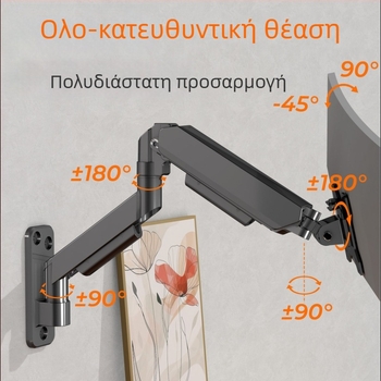 Στήριγμα οθόνης τοίχου για οθόνες 17–32 ιντσών, καθολικό, με μηχανισμό ανύψωσης