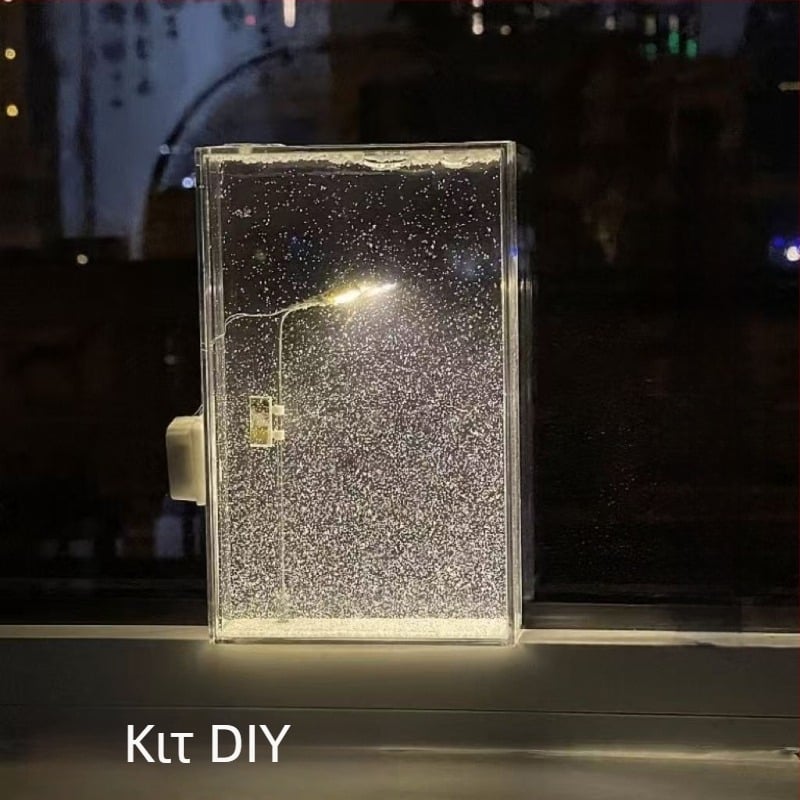 Σετ DIY για νυχτερινό φως με χιονισμένο τοπίο — χειροποίητος φανοστάτης δρόμού, δώρο για κοπέλα ή καλή φίλη