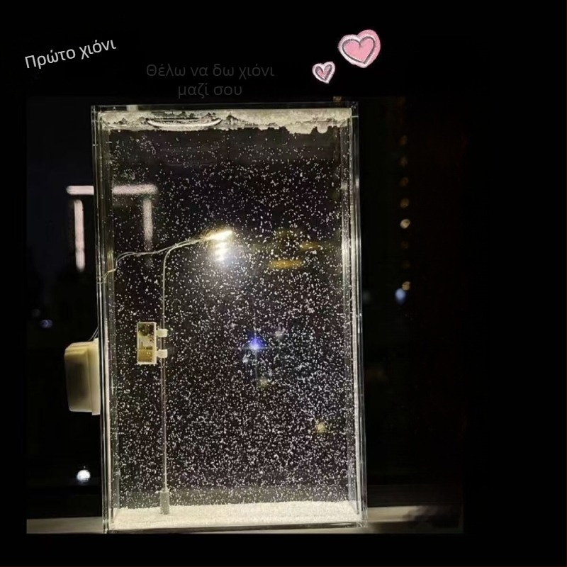 Σετ DIY για νυχτερινό φως με χιονισμένο τοπίο — χειροποίητος φανοστάτης δρόμού, δώρο για κοπέλα ή καλή φίλη