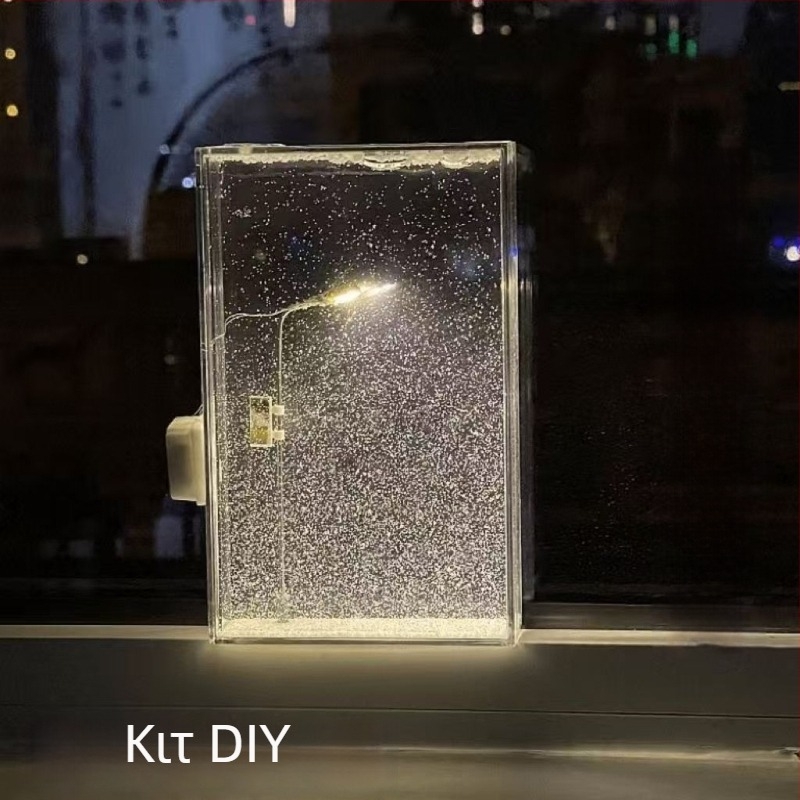 Σετ DIY για νυχτερινό φως με χιονισμένο τοπίο — χειροποίητος φανοστάτης δρόμού, δώρο για κοπέλα ή καλή φίλη