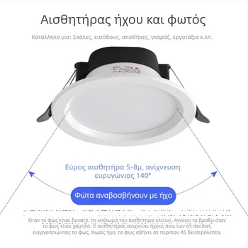 LED downlight με φωνητικό έλεγχο, ραντάρ και υπέρυθρο αισθητήρα κίνησης