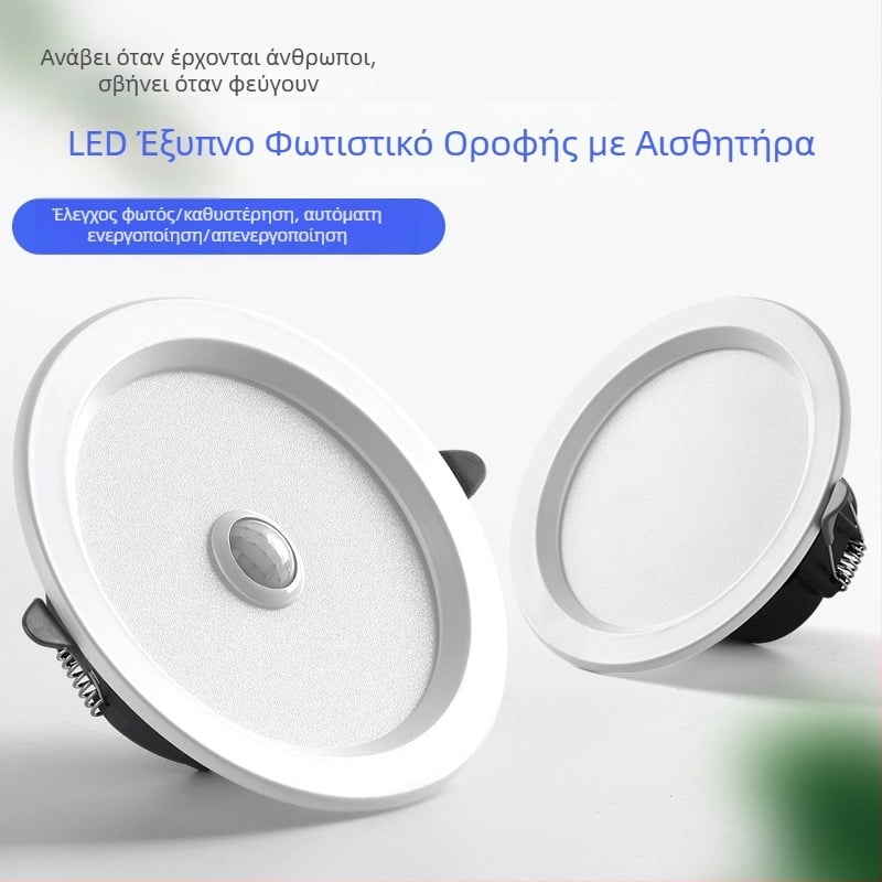 LED downlight με φωνητικό έλεγχο, ραντάρ και υπέρυθρο αισθητήρα κίνησης