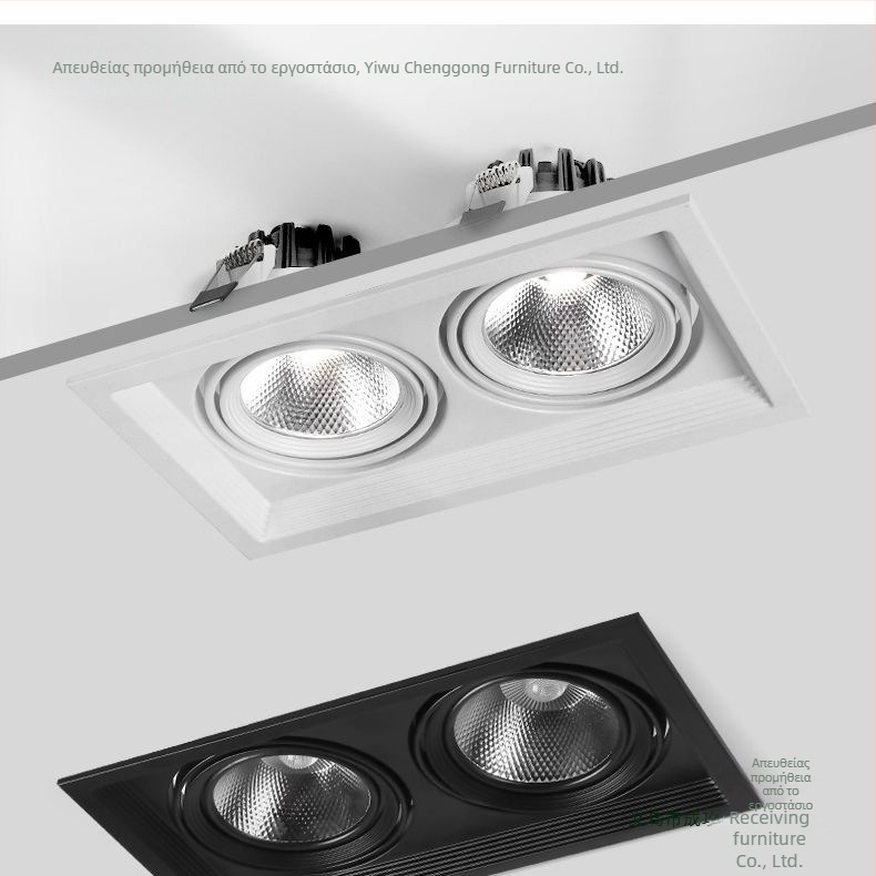 LED εντοιχιζόμενος downlight με μία, δύο ή τρεις κεφαλές, ορθογώνιο πλέγμα οροφής, προβολέας σαλονιού, νέο μοντέλο