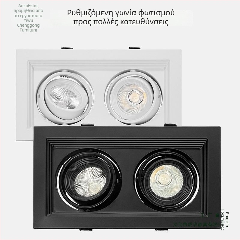 LED εντοιχιζόμενος downlight με μία, δύο ή τρεις κεφαλές, ορθογώνιο πλέγμα οροφής, προβολέας σαλονιού, νέο μοντέλο