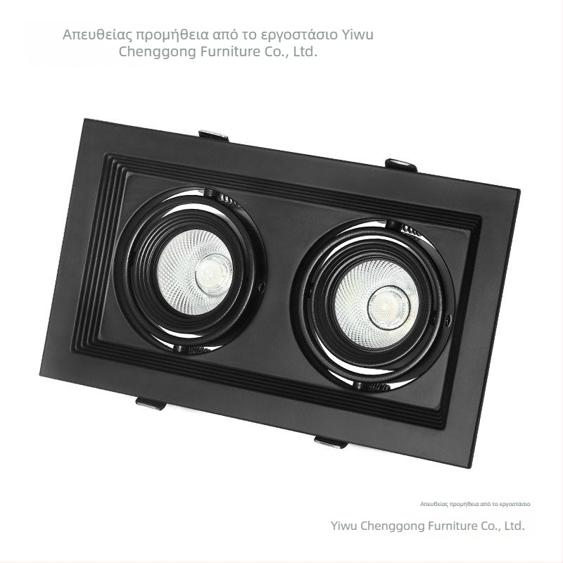 LED εντοιχιζόμενος downlight με μία, δύο ή τρεις κεφαλές, ορθογώνιο πλέγμα οροφής, προβολέας σαλονιού, νέο μοντέλο