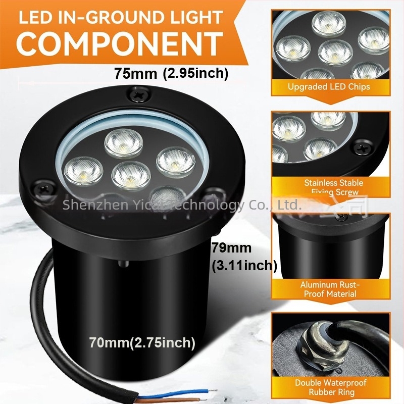 LED υπόγειο εξωτερικό φως, ενσωματωμένο κυκλικό φωτιστικό δαπέδου για αυλή και τοπίο