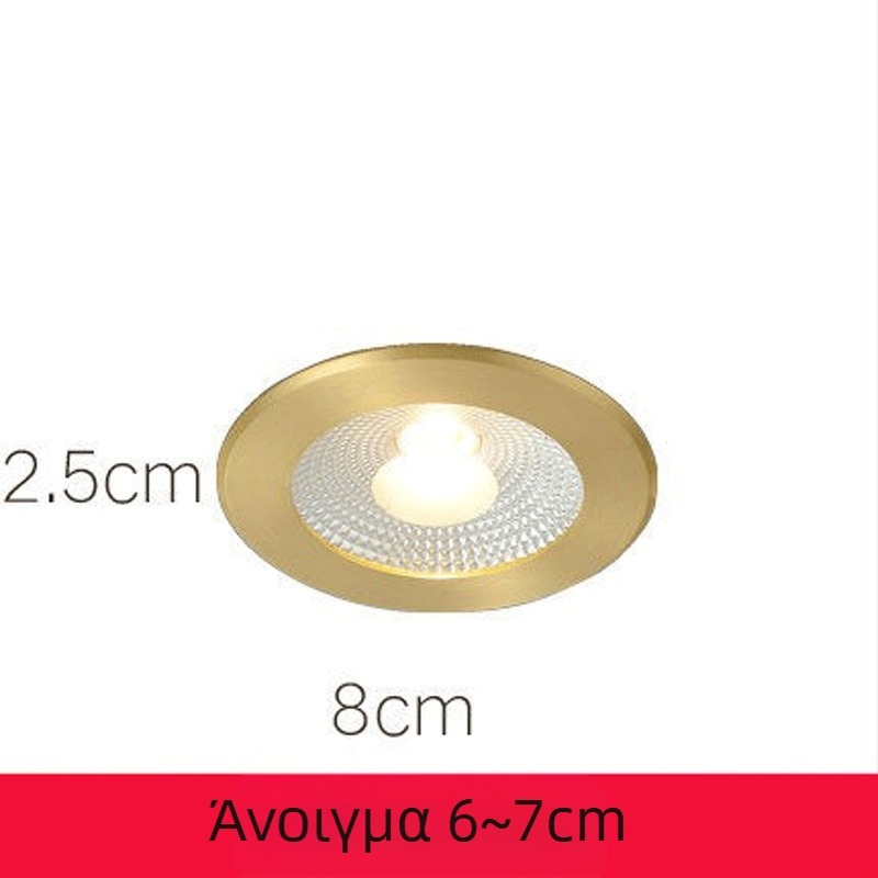 Εντοιχισμένο LED downlight από πλήρως χαλκό, χωρίς κύριο φως, για οροφή σαλονιού και εισόδου, προβολέ LED, ενσωματωμένο φωτιστικό φόντου τοίχου, κρυφή εγκατάσταση