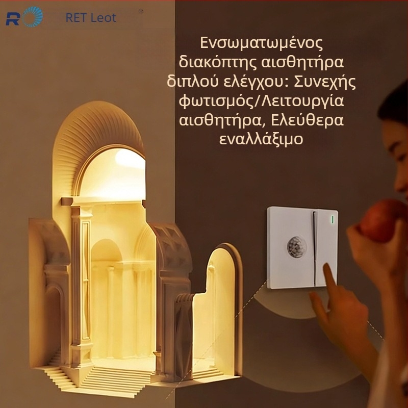 Γύψινη επιτοίχια λάμπα, με ενσωματωμένο γωνιακό φωτισμό για διάδρομο και κρεβατοκάμαρα, LED φωτισμός σε στυλ παλάτι
