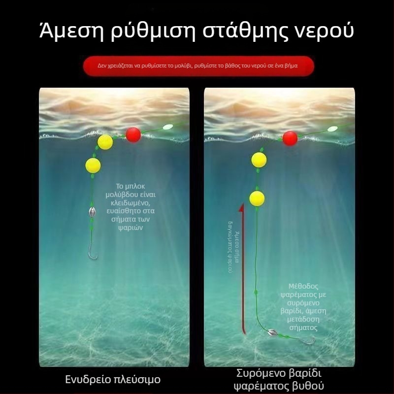 Ριγκ νυχτερινού ψαρέματος για γκράς κάρπ με οδηγό γραμμής, Luoyang χάντρες και πλωτήρας Seven-Star – έτοιμο σετ