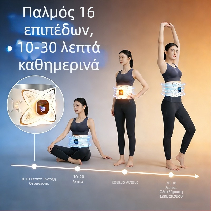 Νέα ζώνη EMS με μικρορεύμα για γυμναστική κοιλιάς και θέρμανση μήτρας, θερμαινόμενη ζώνη μέσης, μασάζ παλμών, συσκευή διαμόρφωσης σώματος