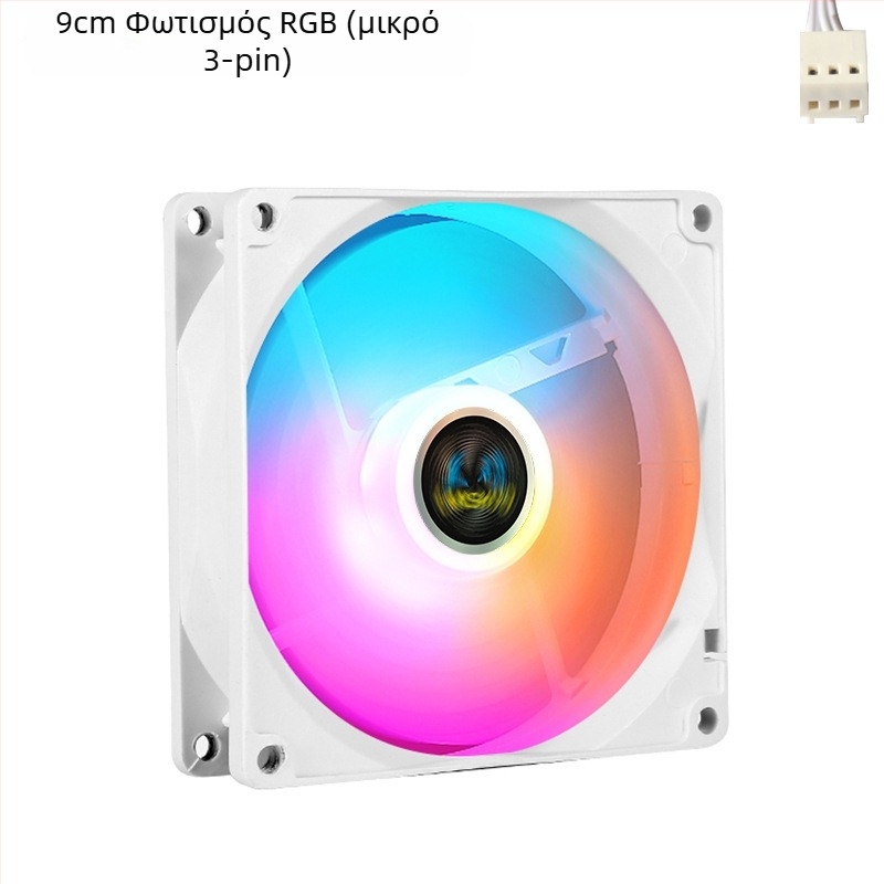 ARGB λευκός ανεμιστήρας περιβλήματος και CPU, 9 εκ., αθόρυβος, με έλεγχο θερμοκρασίας και ρύθμιση ταχύτητας, για επιτραπέζιους υπολογιστές