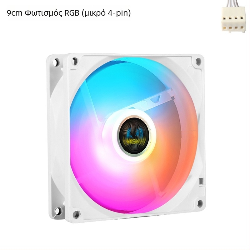 ARGB λευκός ανεμιστήρας περιβλήματος και CPU, 9 εκ., αθόρυβος, με έλεγχο θερμοκρασίας και ρύθμιση ταχύτητας, για επιτραπέζιους υπολογιστές