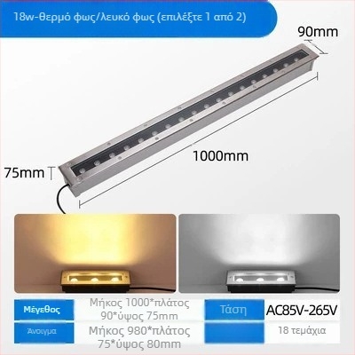 LED εξωτερικό αδιάβροχο υπόγειο φως γης, ανοξείδωτο ατσάλι, κυκλικό και ορθογώνιο σχέδιο, φωτιστικό λωρίδας για πάρκα και αυλές