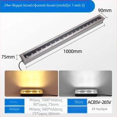 LED εξωτερικό αδιάβροχο υπόγειο φως γης, ανοξείδωτο ατσάλι, κυκλικό και ορθογώνιο σχέδιο, φωτιστικό λωρίδας για πάρκα και αυλές