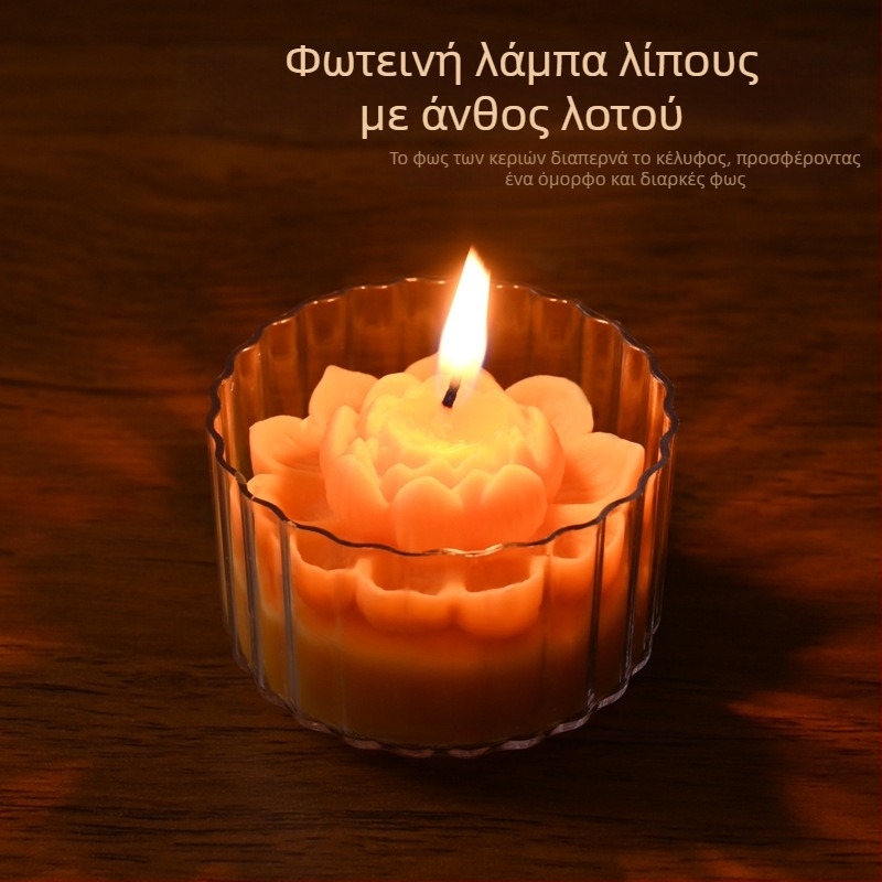 Κερί λωτού σε κύπελλο από φυτικό γκι, για θρησκευτικές προσφορές στον Βούδα, μακράς διάρκειας