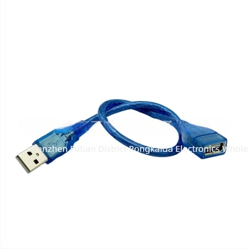 Καλώδιο επέκτασης USB 2.0 από αρσενικό σε θηλυκό, χαλκός, θωρακισμένο, διαφανές μπλε, μήκος 1,5 μ