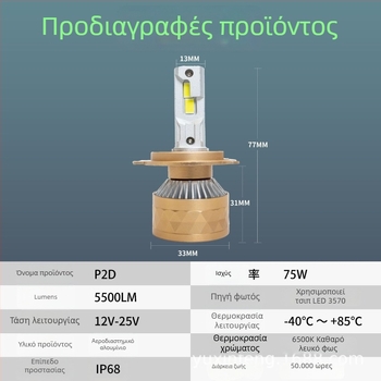 LED φανάρια αυτοκινήτου 75W με διπλό σωλήνα χαλκού για ψύξη, υπερ-λαμπρός προβολέας, H4 λάμπα με ενσωματωμένο φως υψηλής και χαμηλής δέσμης