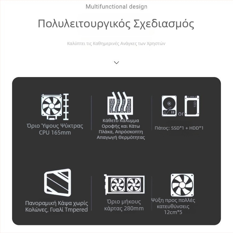 X-2 Sea View Room θήκη υπολογιστή – MATX/ATX μεσαίου ύψους, ατσάλι, με τροφοδοτικό, μπροστινό USB 3.0