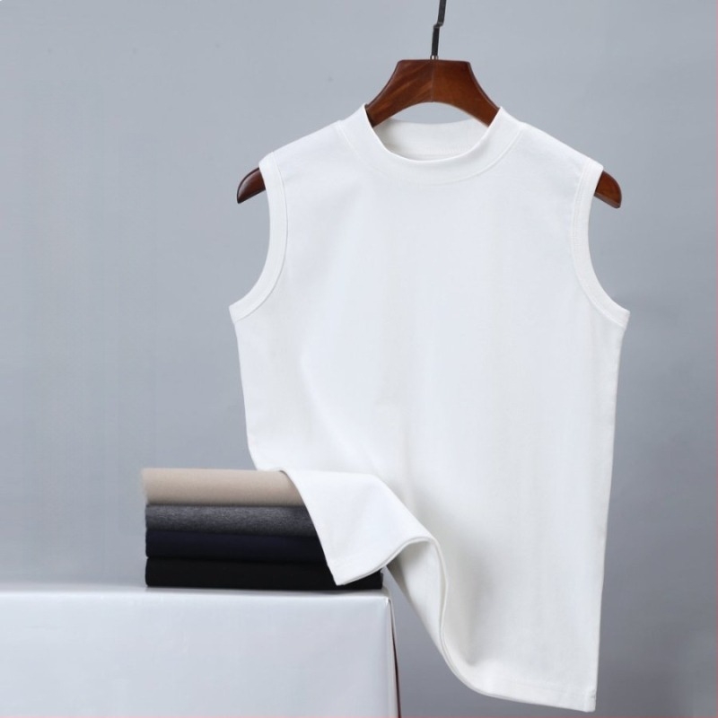 Γυναικείο αμάνικο T‑shirt από ριβέ βαμβάκι με ημιυψωμένο λαιμό, στενή εφαρμογή, κατάλληλο για layering ή φορεμένο μόνο, υψηλής ποιότητας από 100% βαμβάκι.