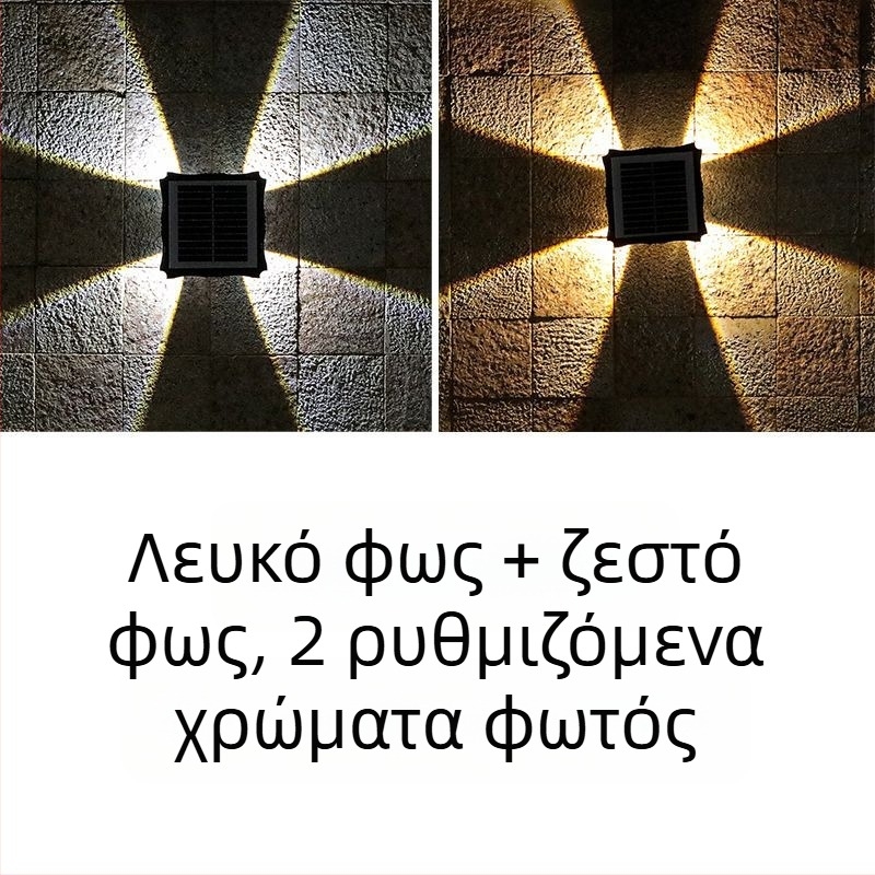 Ηλιακή εξωτερική φωτιστική λυχνία τοίχου, αδιάβροχη, διακοσμητικό φωτιστικό για μπαλκόνι, κήπο και τοπίο βίλας