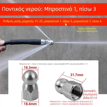 Συμπαγές εργαλείο καθαρισμού αποχέτευσης με υψηλή πίεση για σωληνώσεις και νεροχύτες κουζίνας, εξάρτημα κεφαλής καθαρισμού