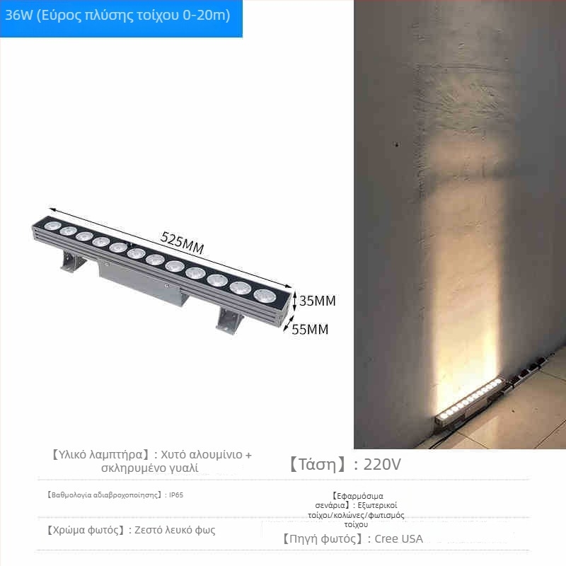 LED εξωτερικός αδιάβροχος προβολέας τοίχου για προσόψεις, IP65, υψηλής φωτεινότητας