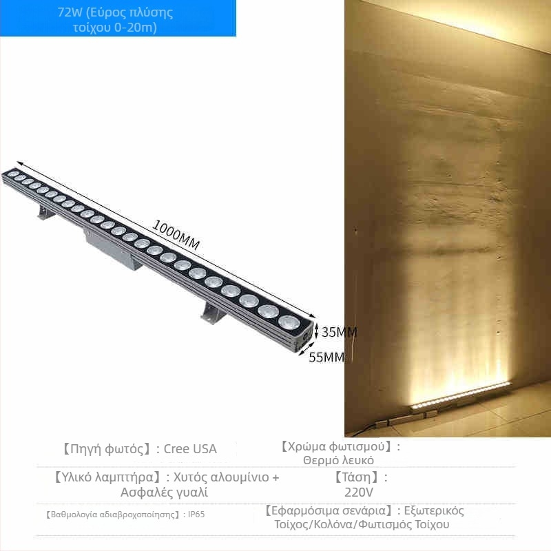 LED εξωτερικός αδιάβροχος προβολέας τοίχου για προσόψεις, IP65, υψηλής φωτεινότητας