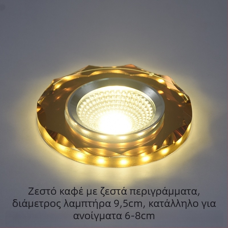 2026 Κρύσταλλο LED ενσωματωμένο downlight 3W προβολέας οροφής, λάμπα σαλονιού με αλλαγή χρώματος, 6/7.5/8 cm