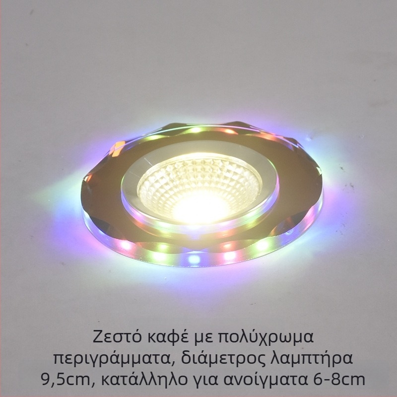 2026 Κρύσταλλο LED ενσωματωμένο downlight 3W προβολέας οροφής, λάμπα σαλονιού με αλλαγή χρώματος, 6/7.5/8 cm