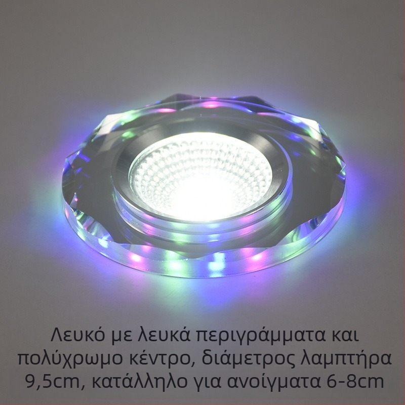 2026 Κρύσταλλο LED ενσωματωμένο downlight 3W προβολέας οροφής, λάμπα σαλονιού με αλλαγή χρώματος, 6/7.5/8 cm