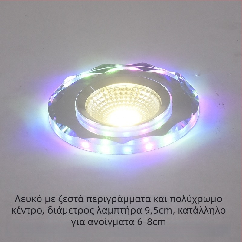 2026 Κρύσταλλο LED ενσωματωμένο downlight 3W προβολέας οροφής, λάμπα σαλονιού με αλλαγή χρώματος, 6/7.5/8 cm