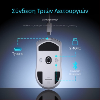 Bluetooth ποντίκι παιχνιδιών με τρία προγράμματα λειτουργίας, ελαφρύ αγωνιστικού επιπέδου για ηλεκτρονικά αθλήματα, PAW3395 PAW3311, προσαρμοζόμενο