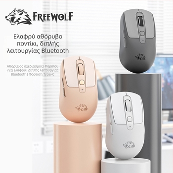 Liberty Wolf A3 Ασύρματο ποντίκι Bluetooth με δύο λειτουργίες, επαναφορτιζόμενο, για οικιακό γραφείο και παιχνίδια, συμβατό με φορητό υπολογιστή