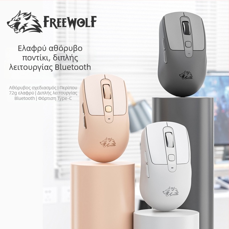 Liberty Wolf A3 Ασύρματο ποντίκι Bluetooth με δύο λειτουργίες, επαναφορτιζόμενο, για οικιακό γραφείο και παιχνίδια, συμβατό με φορητό υπολογιστή