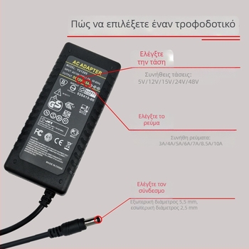 Τροφοδοτικό μεταγωγής 12V 5A, 60W