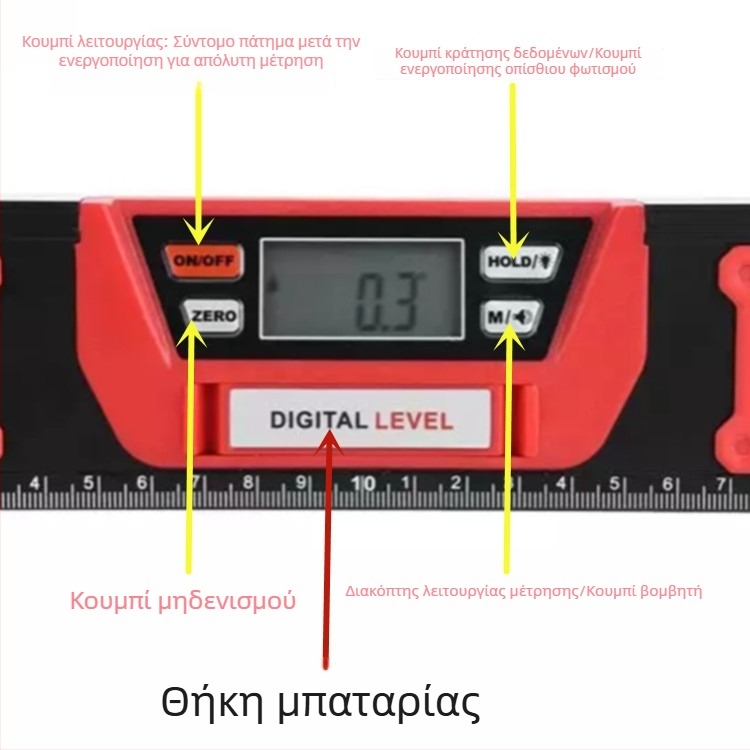 Φωτιζόμενο επίπεδο μαγνητικού κράματος αλουμινίου με ψηφιακή οθόνη, γωνιόμετρο και προβολέας γωνιών