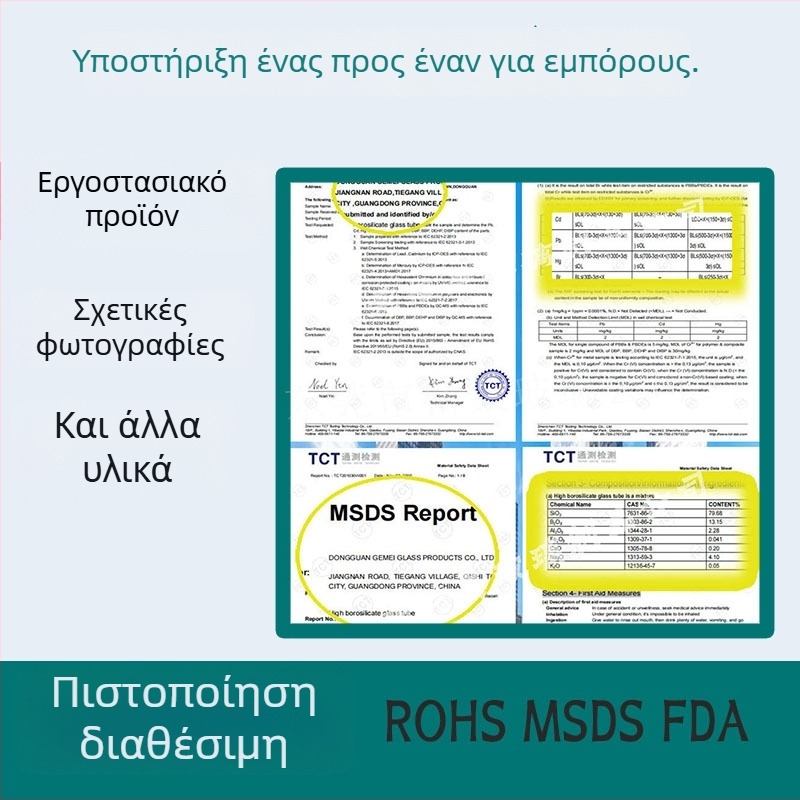 Διαβαθμισμένος γυάλινος μετρητικός κύλινδρος με σωληνάριο ψεκασμού, δοκιμαστικός σωλήνας, μετρικό ποτήρι και ανιχνευτής για καθαρισμό σε υψηλή θερμοκρασία