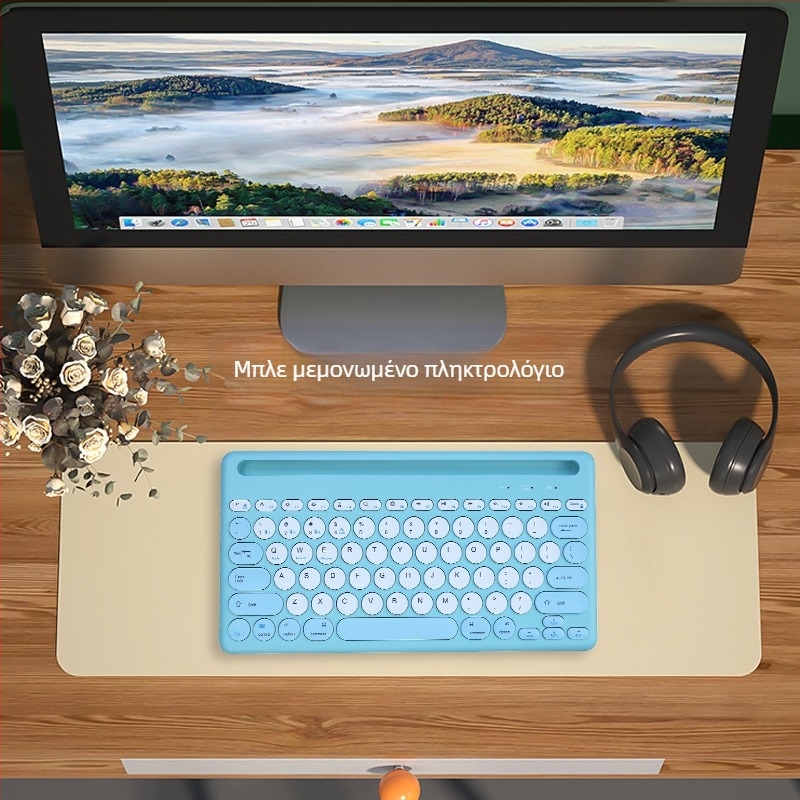 Σετ Bluetooth ασύρματου πληκτρολογίου με σχεδίαση υποδοχής καρτών, τετρακαναλική συνδεσιότητα, συμβατό με ταμπλέτες, φορητούς υπολογιστές και smartphones, κομψός σχεδιασμός