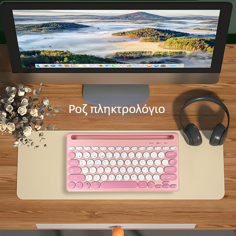 Σετ Bluetooth ασύρματου πληκτρολογίου με σχεδίαση υποδοχής καρτών, τετρακαναλική συνδεσιότητα, συμβατό με ταμπλέτες, φορητούς υπολογιστές και smartphones, κομψός σχεδιασμός
