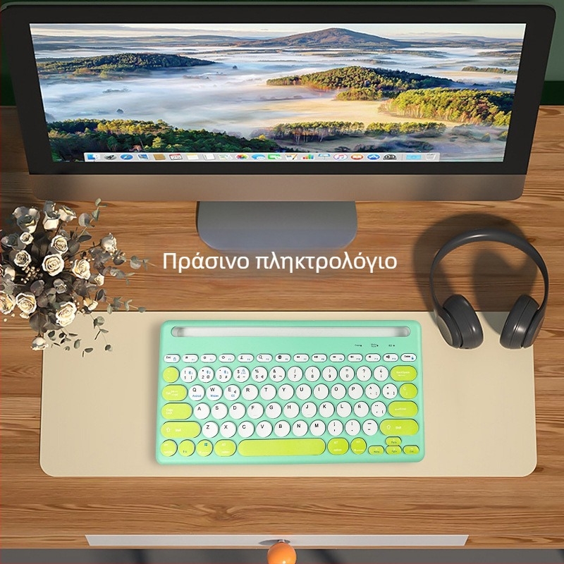 Σετ Bluetooth ασύρματου πληκτρολογίου με σχεδίαση υποδοχής καρτών, τετρακαναλική συνδεσιότητα, συμβατό με ταμπλέτες, φορητούς υπολογιστές και smartphones, κομψός σχεδιασμός