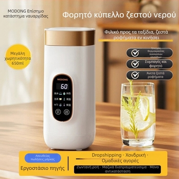 Φορητός μίνι ηλεκτρικός βραστήρας από ανοξείδωτο ατσάλι για διαμερίσματα φοιτητών και ταξίδια, με έλεγχο θερμοκρασίας